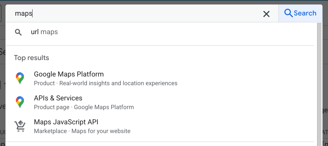 Google Cloud search for maps platform