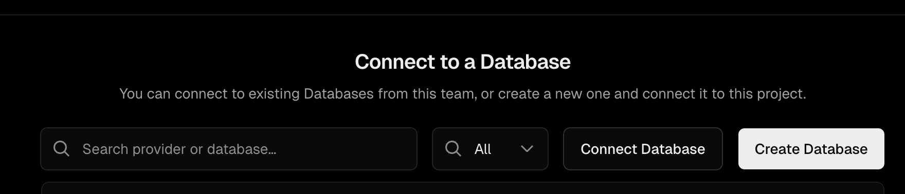Vercel storage create database screen